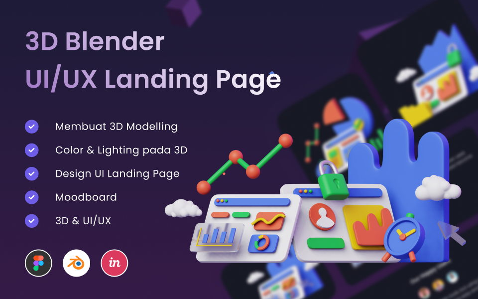 3D Blender dan UI UX Landing Page